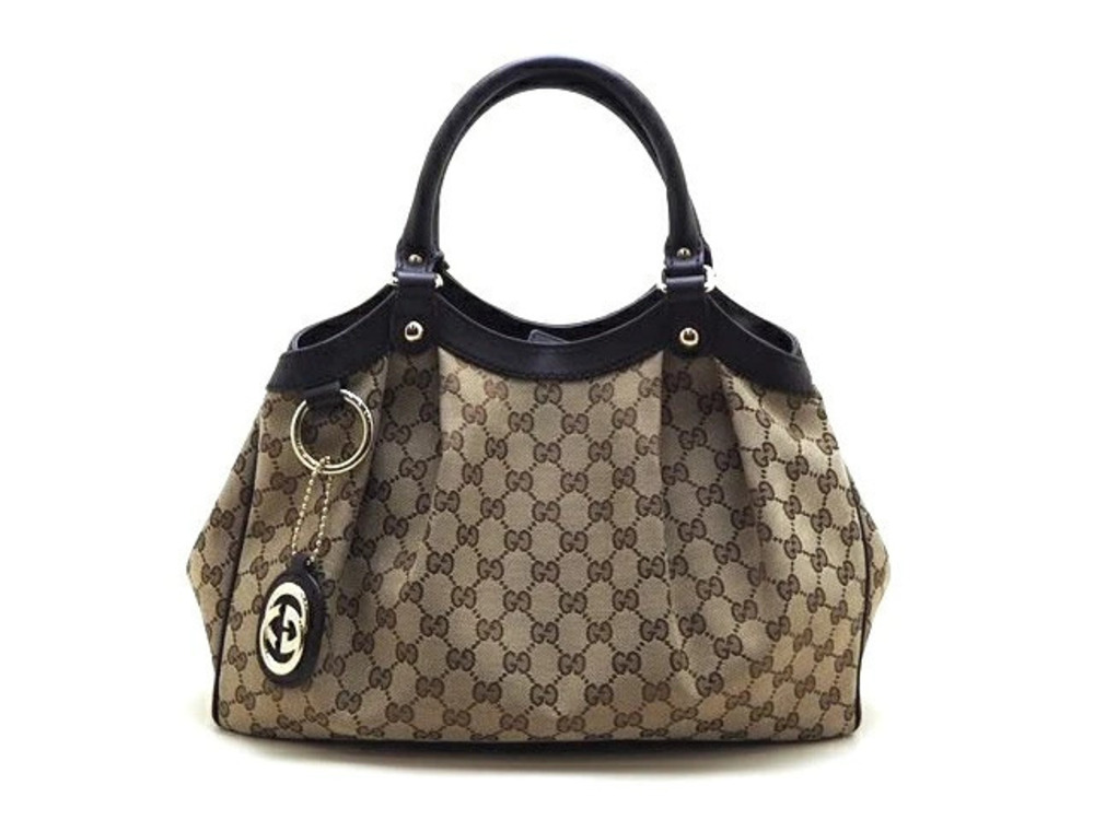 Gucci bag shoulder canvas calfskin Beige Cream